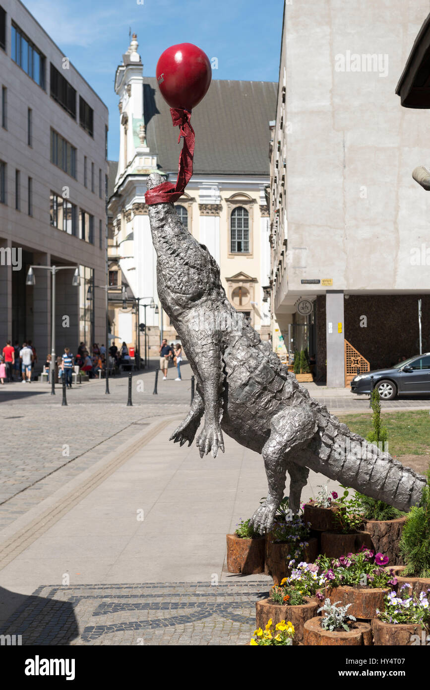 Pologne, Wroclaw, crocodile sculpture en Vieille Ville Banque D'Images