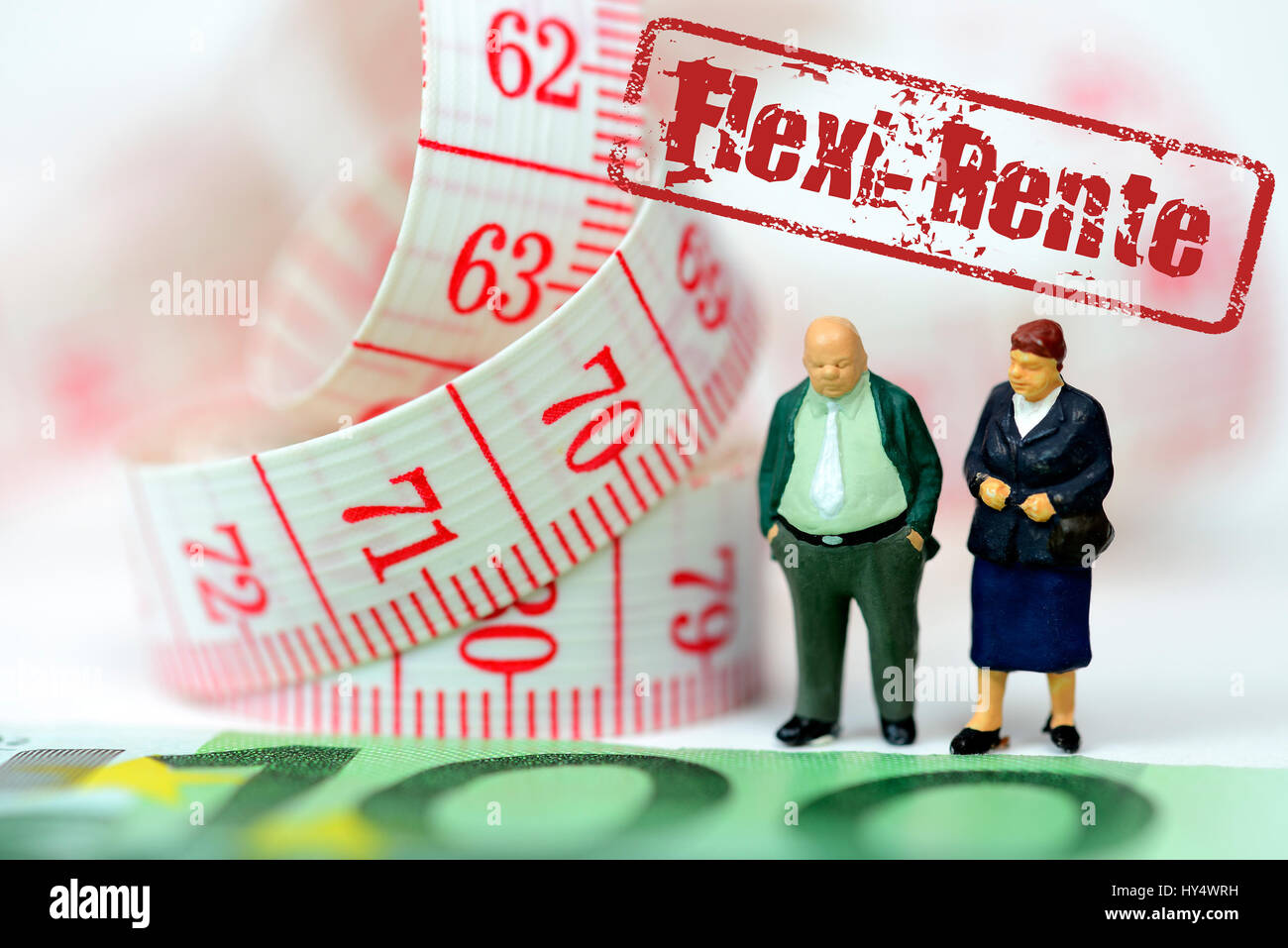 Les personnes âgées et de la dimension symbolique, ruban Flexi photo pension, Senioren und ma ?Symbolfoto Flexi-Rente, bande Banque D'Images