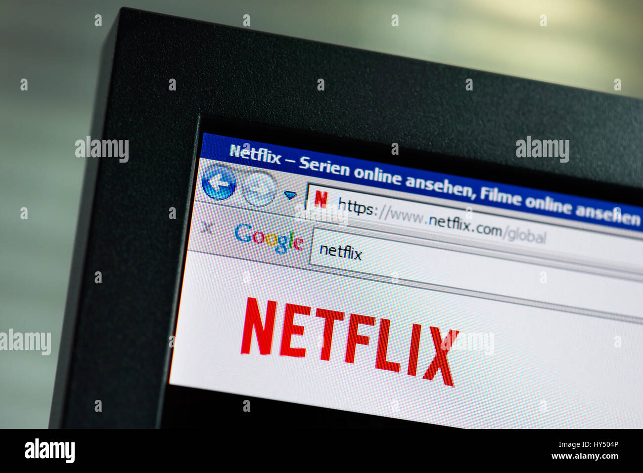 Logo Netflix sur écran d'ordinateur, Netflix-Logo Computermonitor auf Banque D'Images
