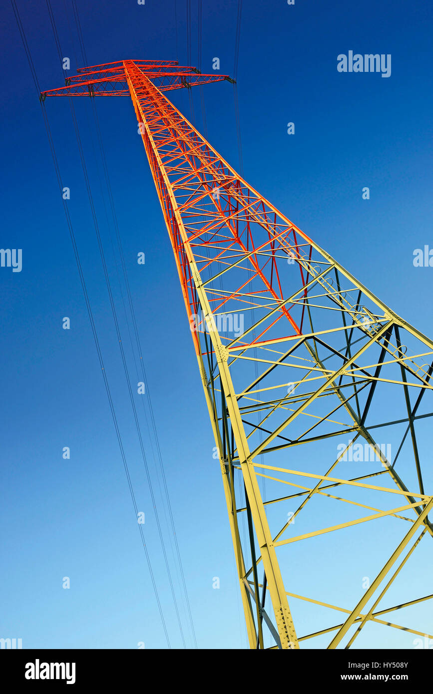 Mât haute tension, l'absorption nette, de l'énergie, son tour, Hochspannungsmast Netzausbau, Energiewende Banque D'Images