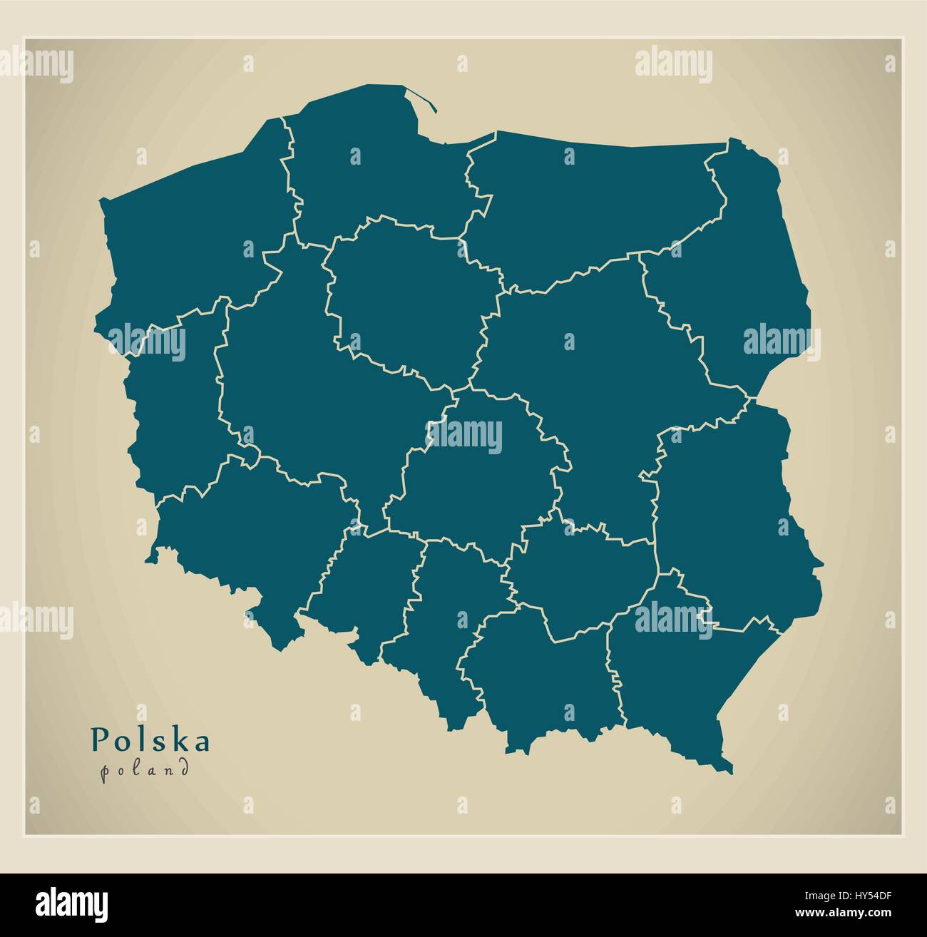 Carte moderne - Polska avec les régions PL Illustration de Vecteur