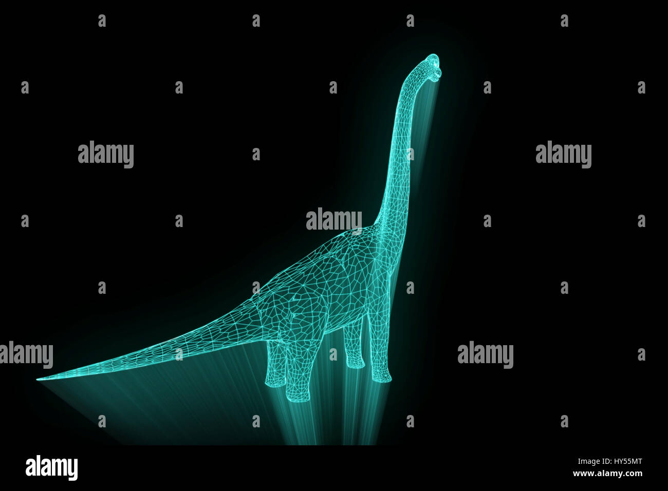 Dinosaure Brachiosaurus en Wireframe hologramme Style. Rendu 3D de Nice Banque D'Images