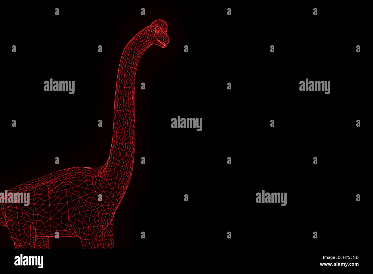 Dinosaure Brachiosaurus en Wireframe hologramme Style. Rendu 3D de Nice Banque D'Images