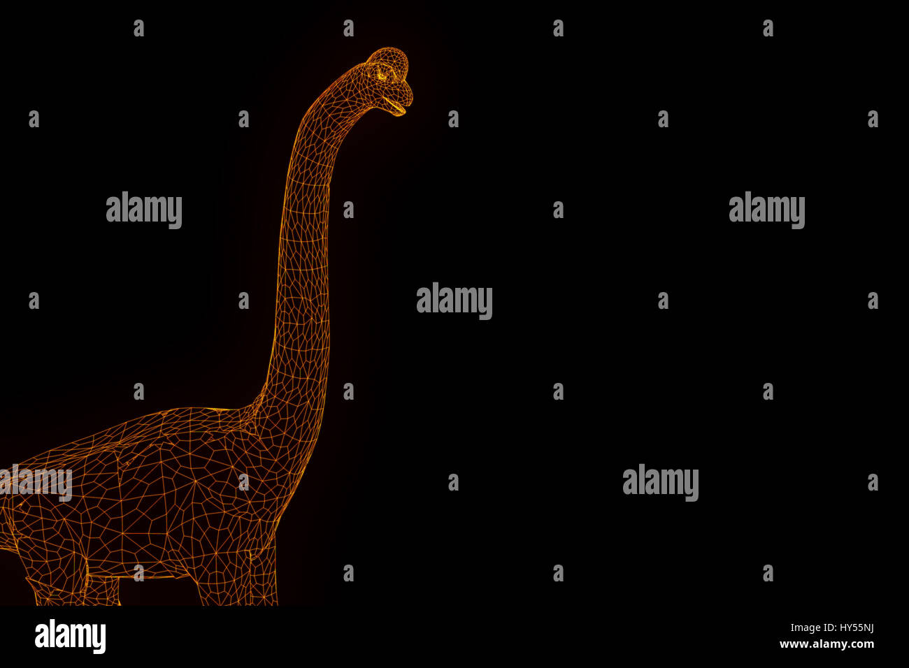 Dinosaure Brachiosaurus en Wireframe hologramme Style. Rendu 3D de Nice Banque D'Images