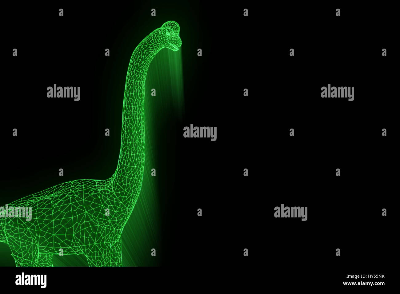 Dinosaure Brachiosaurus en Wireframe hologramme Style. Rendu 3D de Nice Banque D'Images