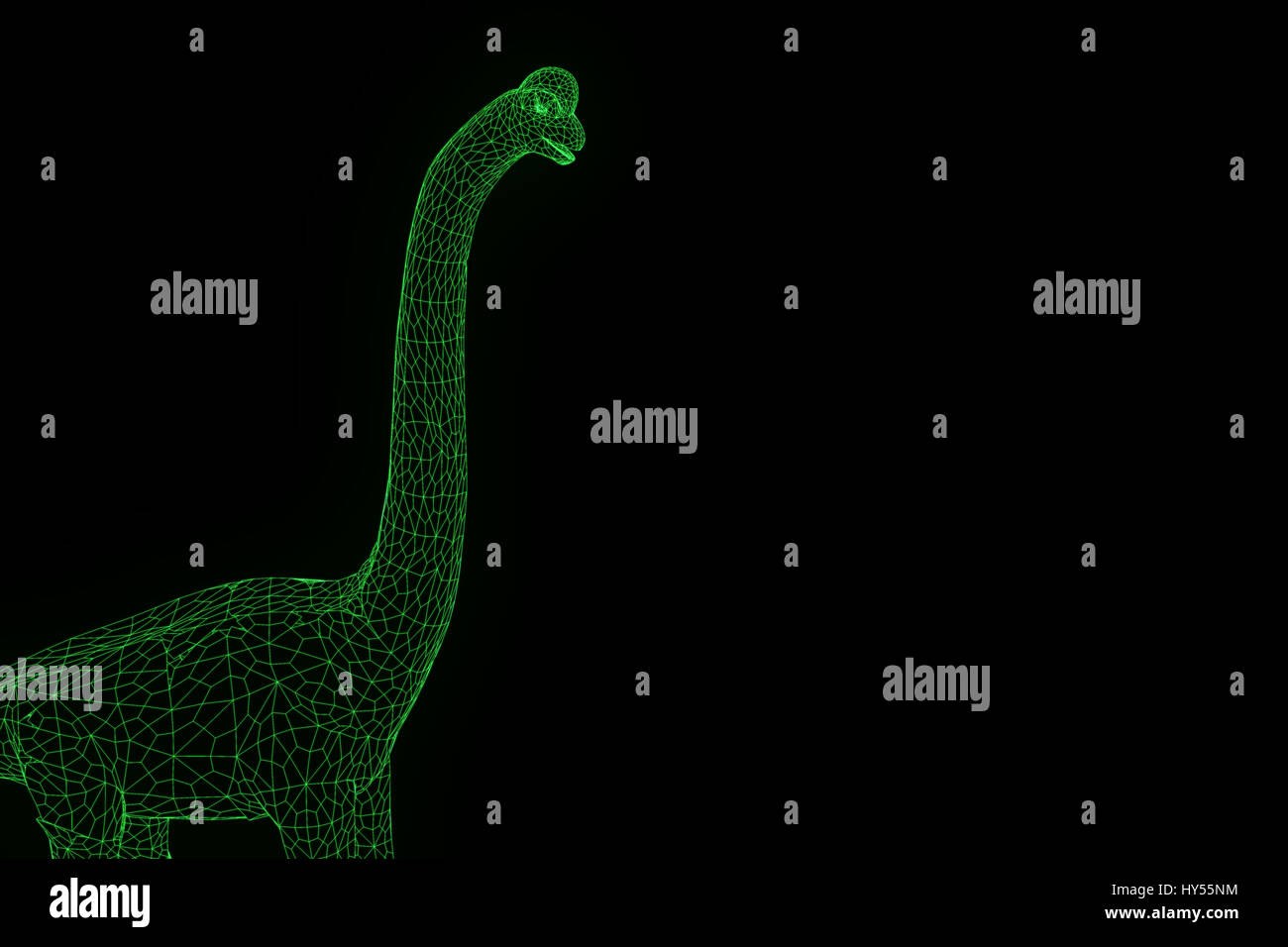 Dinosaure Brachiosaurus en Wireframe hologramme Style. Rendu 3D de Nice Banque D'Images