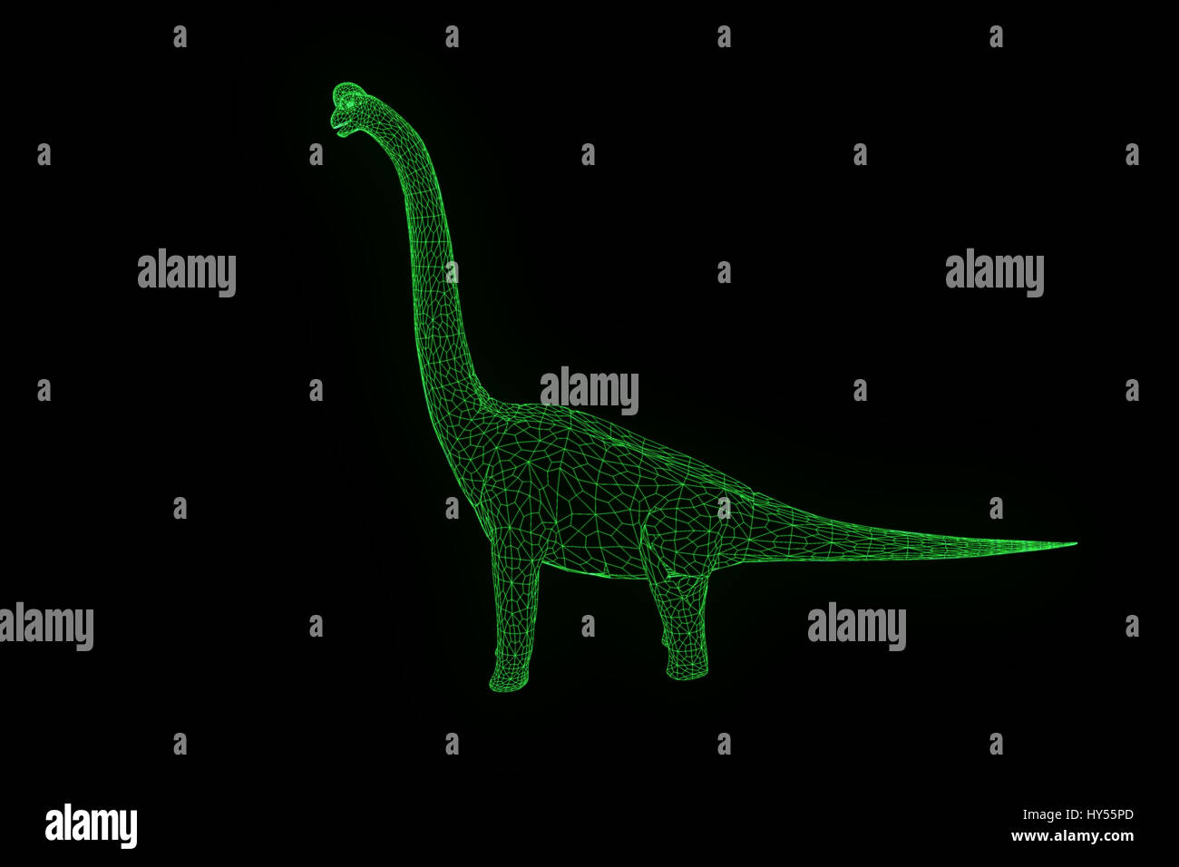 Dinosaure Brachiosaurus en Wireframe hologramme Style. Rendu 3D de Nice Banque D'Images