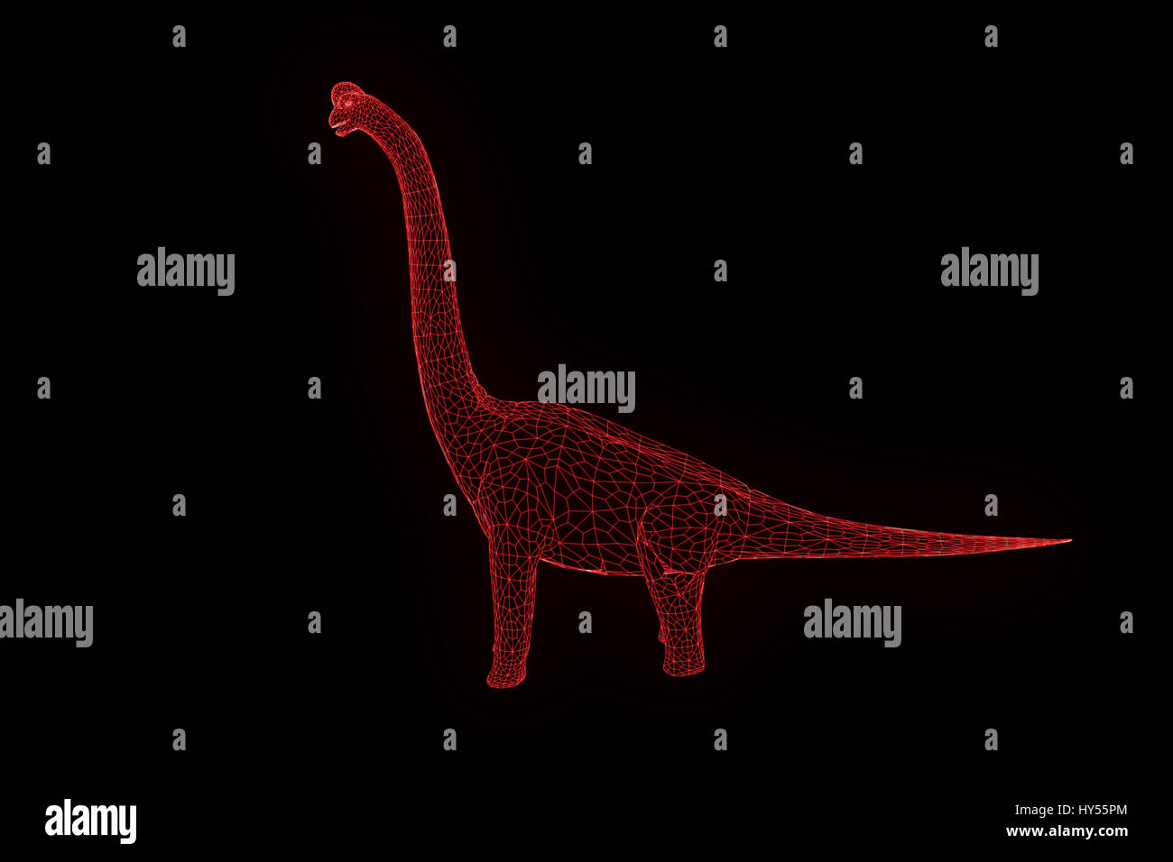 Dinosaure Brachiosaurus en Wireframe hologramme Style. Rendu 3D de Nice Banque D'Images