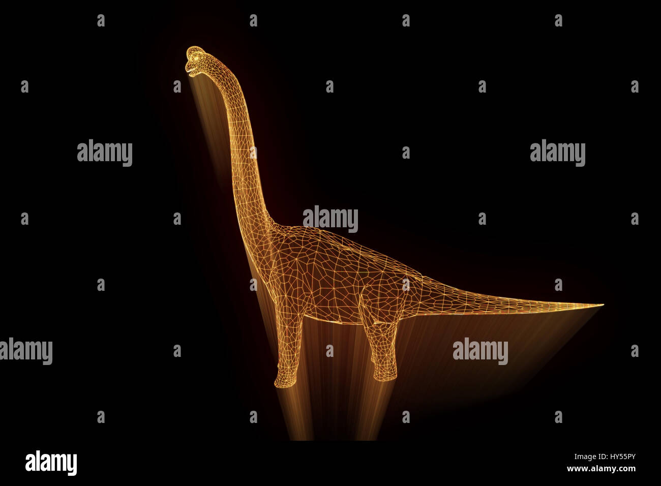 Dinosaure Brachiosaurus en Wireframe hologramme Style. Rendu 3D de Nice Banque D'Images