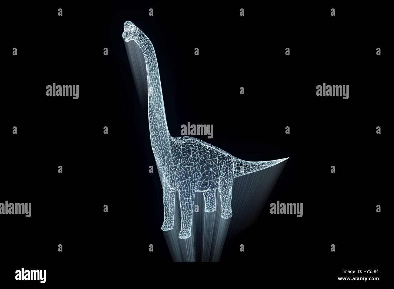 Dinosaure Brachiosaurus en Wireframe hologramme Style. Rendu 3D de Nice Banque D'Images