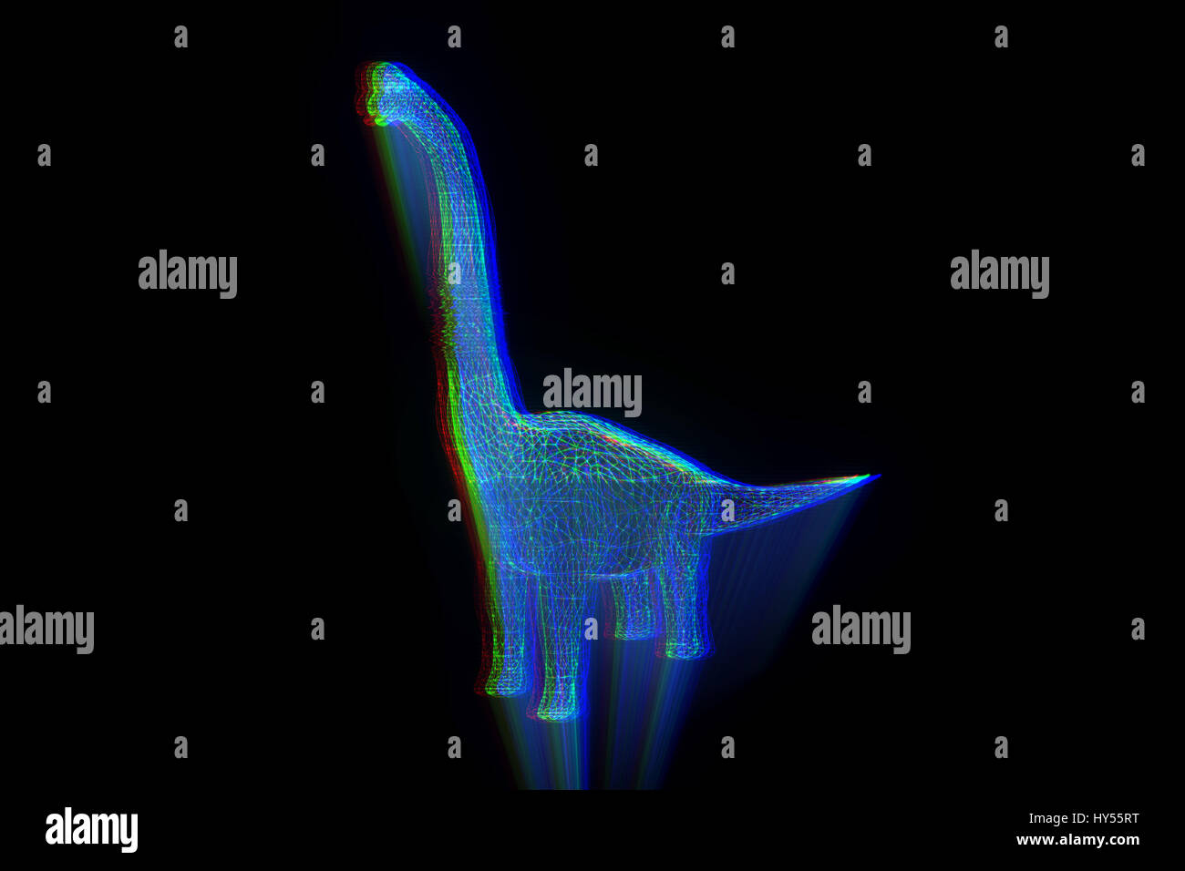 Dinosaure Brachiosaurus en Wireframe hologramme Style. Rendu 3D de Nice Banque D'Images