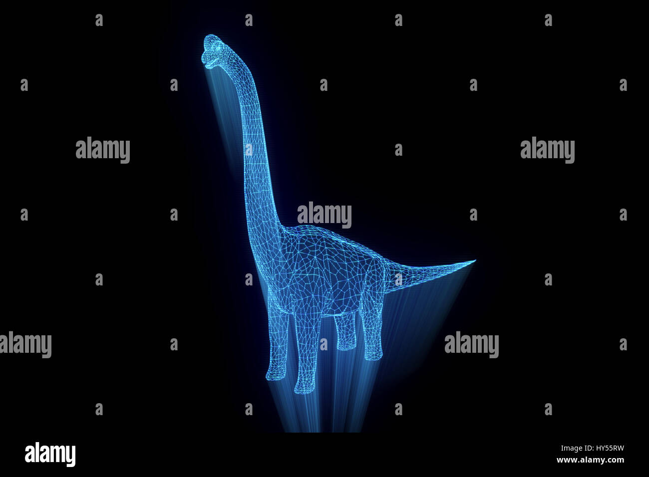 Dinosaure Brachiosaurus en Wireframe hologramme Style. Rendu 3D de Nice Banque D'Images