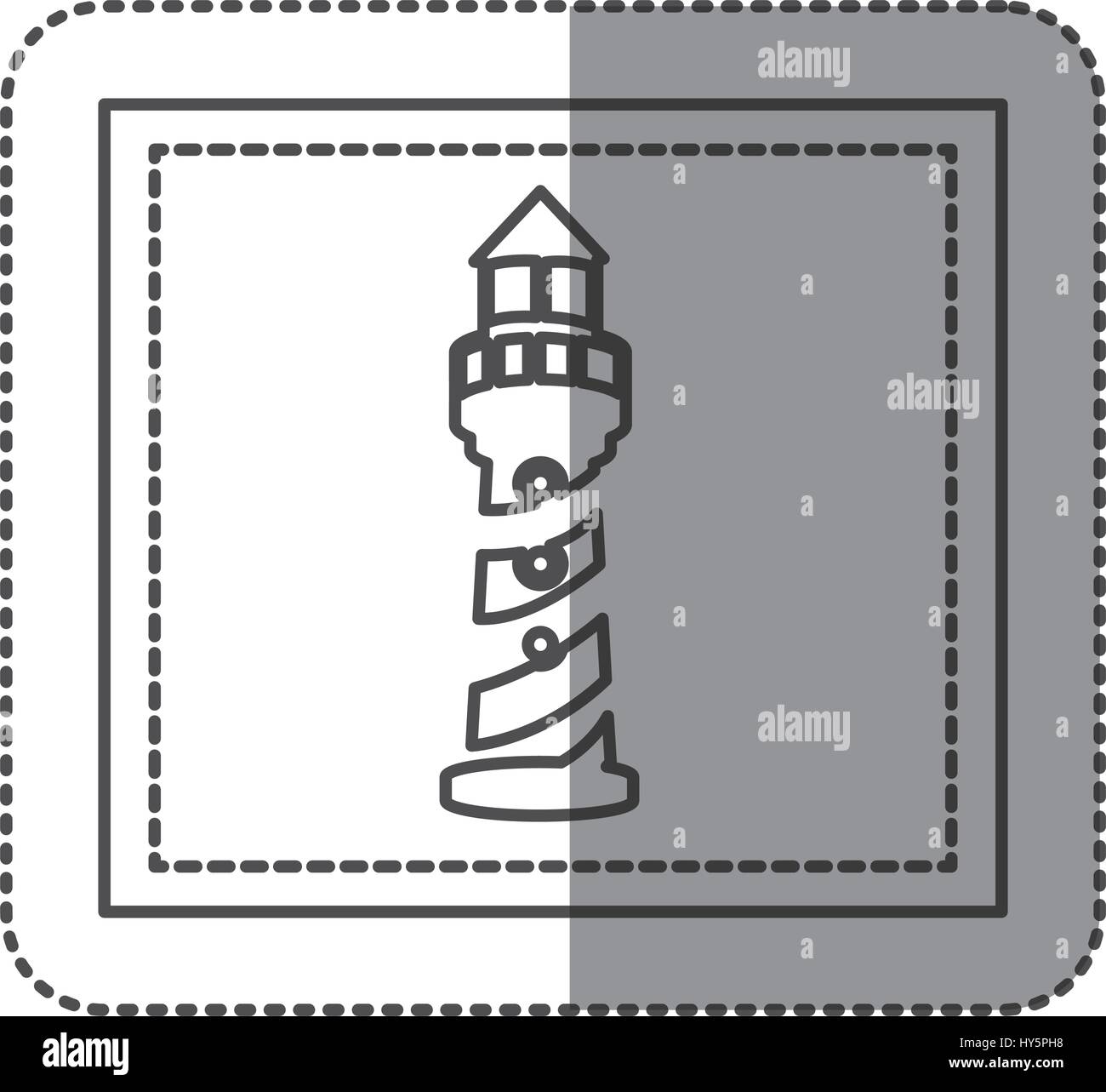 Autocollant monochrome avec tour de phare Illustration de Vecteur
