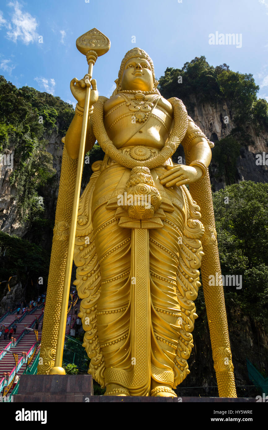 Lord Murugan Statue, les grottes de Batu, Kuala Lumpur, Malaisie Banque D'Images