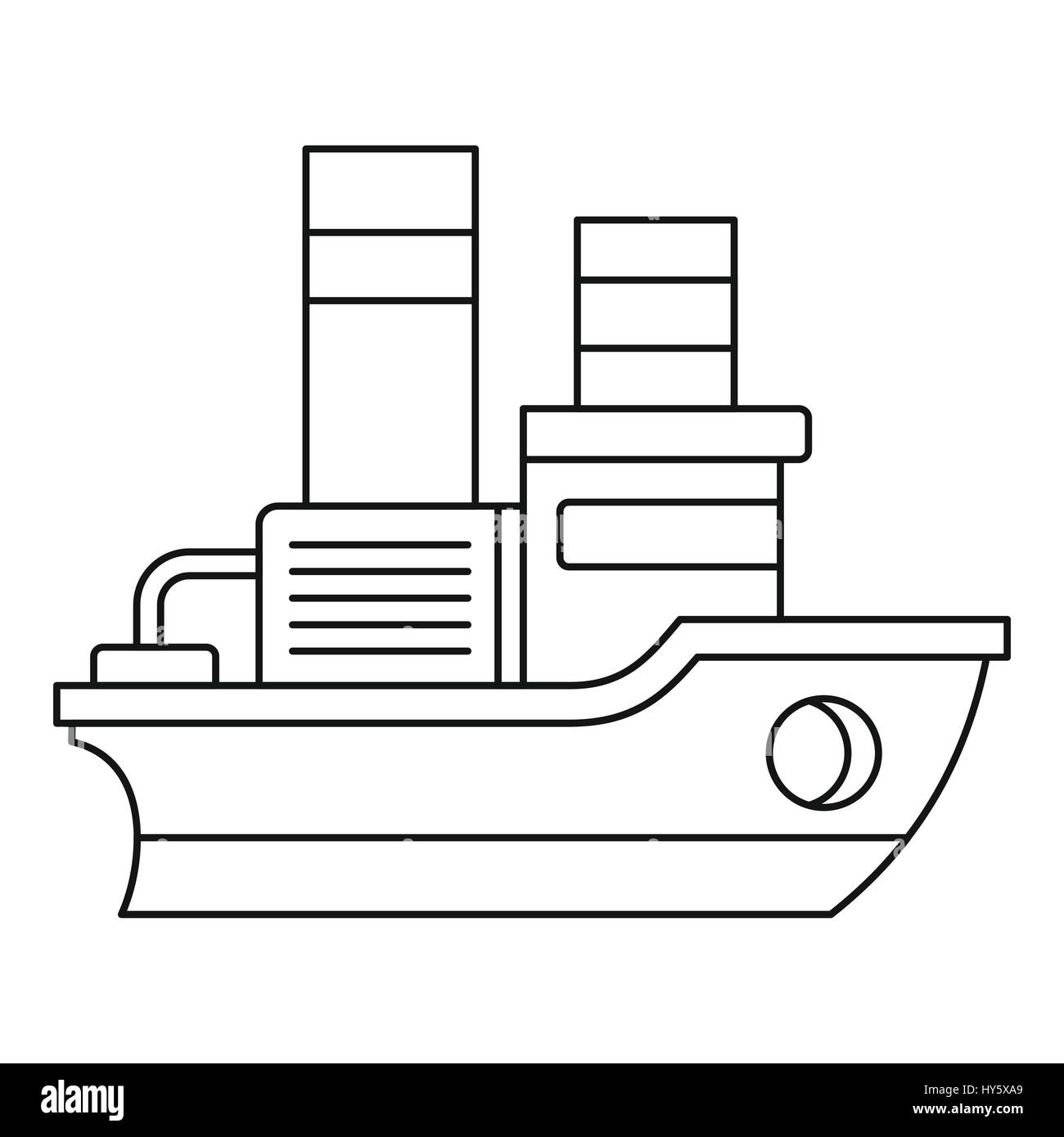 Petit bateau, icône de style contour Illustration de Vecteur
