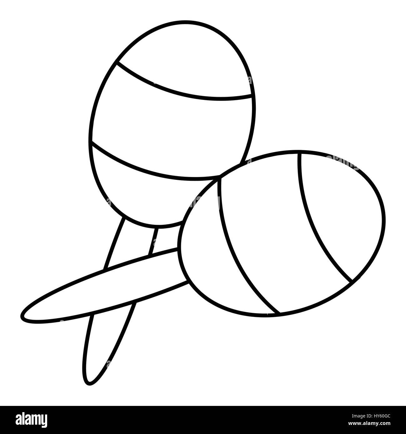 Les maracas, icône de style contour Illustration de Vecteur