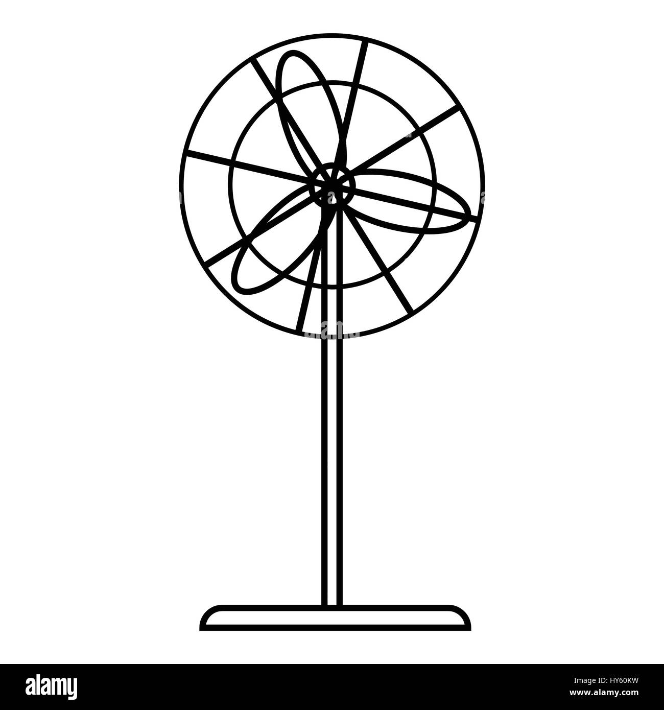 Style du contour, l'icône du ventilateur Illustration de Vecteur