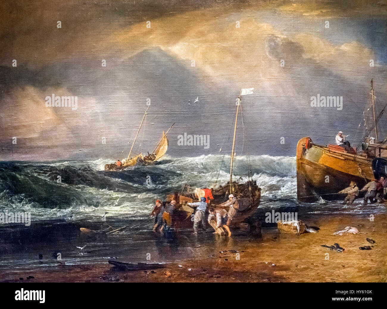 JMW Turner "Scène de la côte avec des pêcheurs", huile sur toile, c.1803 Banque D'Images