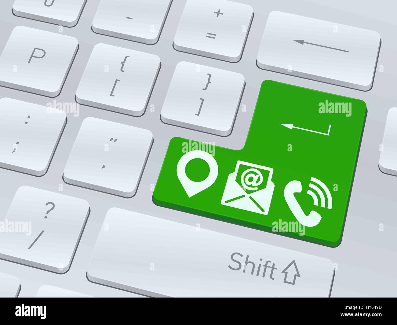 "Nous contacter" concept design sur le bouton blanc du clavier de l'ordinateur pour vos projets d'entreprise. Fond d'illustration vectorielle. Illustration de Vecteur