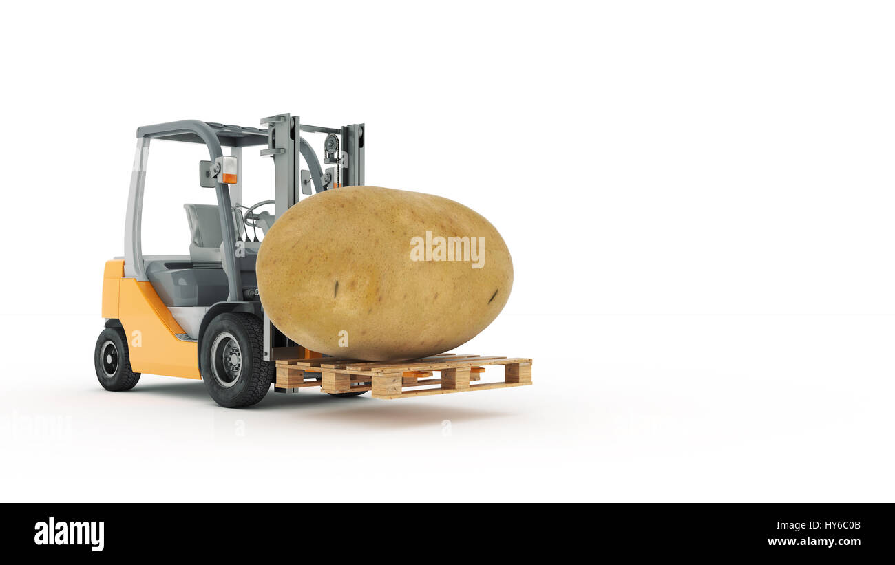 Chariot élévateur moderne avec des pommes de terre Banque D'Images