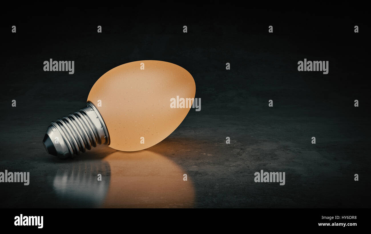 Drôle et crazy egg à comme ampoule électrique. Le Rendu 3D Banque D'Images