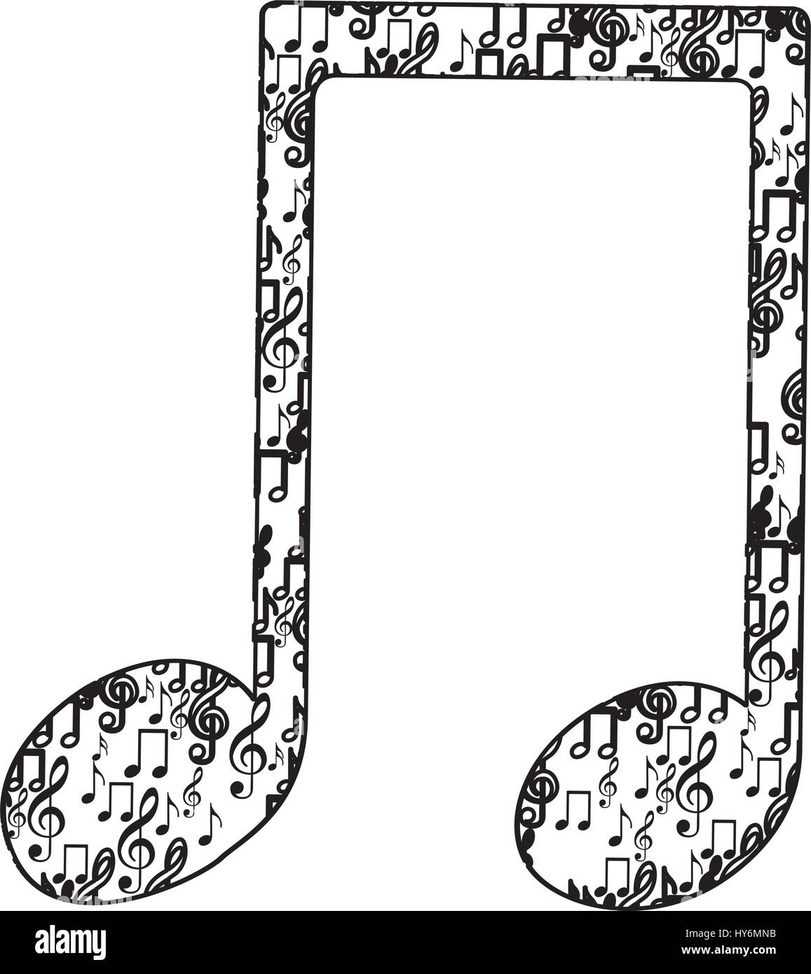 Note musicale silhouette monochrome formé par des notes de musique Illustration de Vecteur