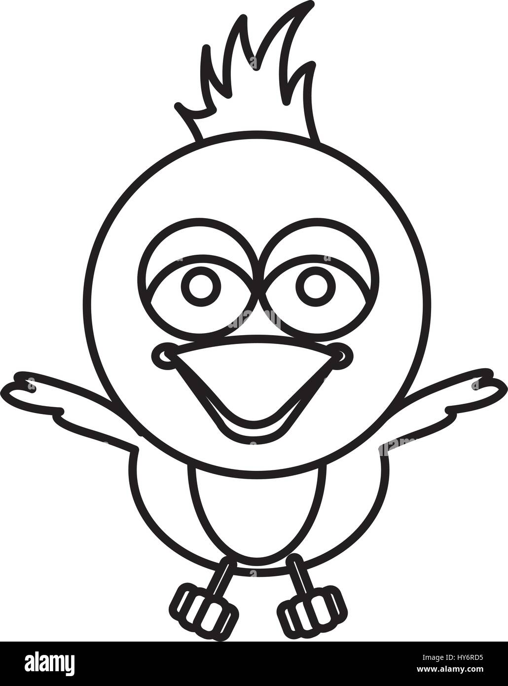 Oiseau beau dessin animé avec de grands yeux Illustration de Vecteur