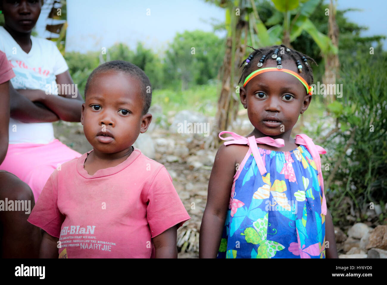 Enfants haïtiens à Clinicc Banque D'Images
