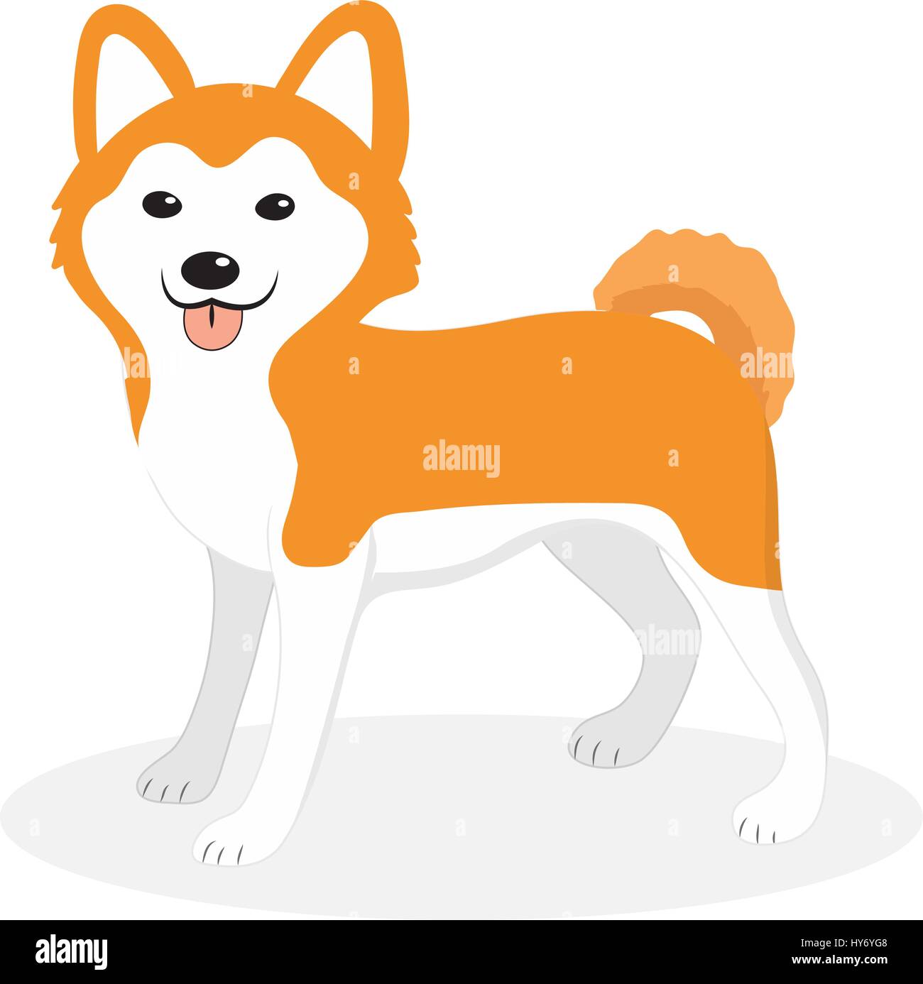 Chien De Race Akita Inu Plat Icône De Style Dessin Animé