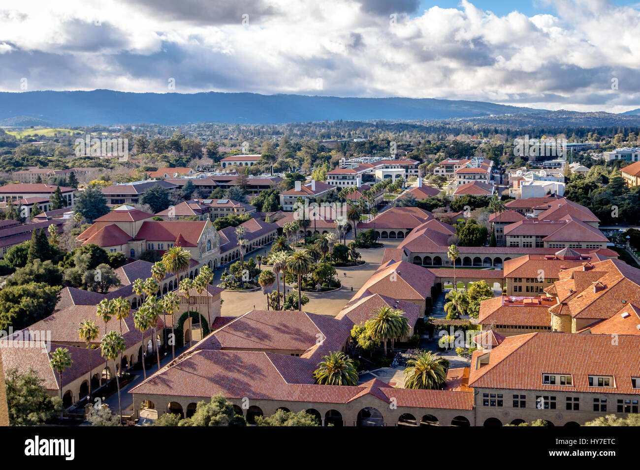 Vue aérienne du Campus de l'Université de Stanford - Palo Alto, Californie, États-Unis Banque D'Images