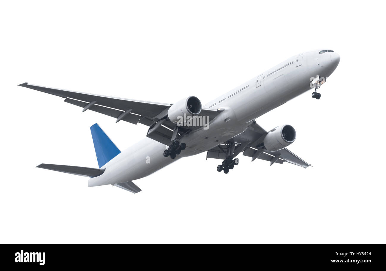 Commercial Airplane on white background with clipping path Banque D'Images