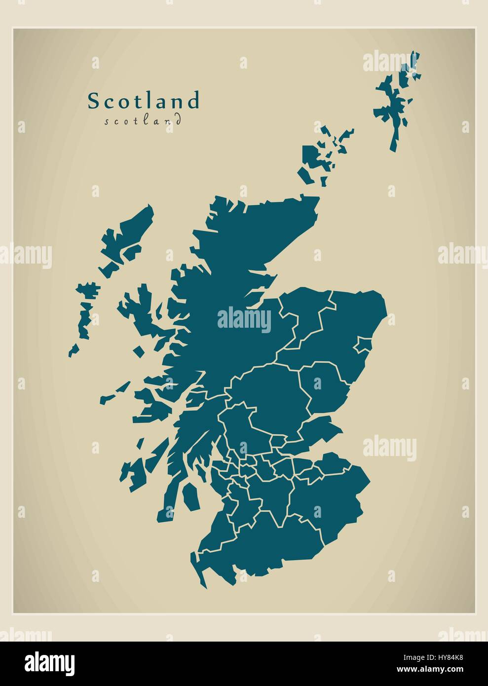 Carte moderne - l'Écosse avec les régions UK Illustration de Vecteur