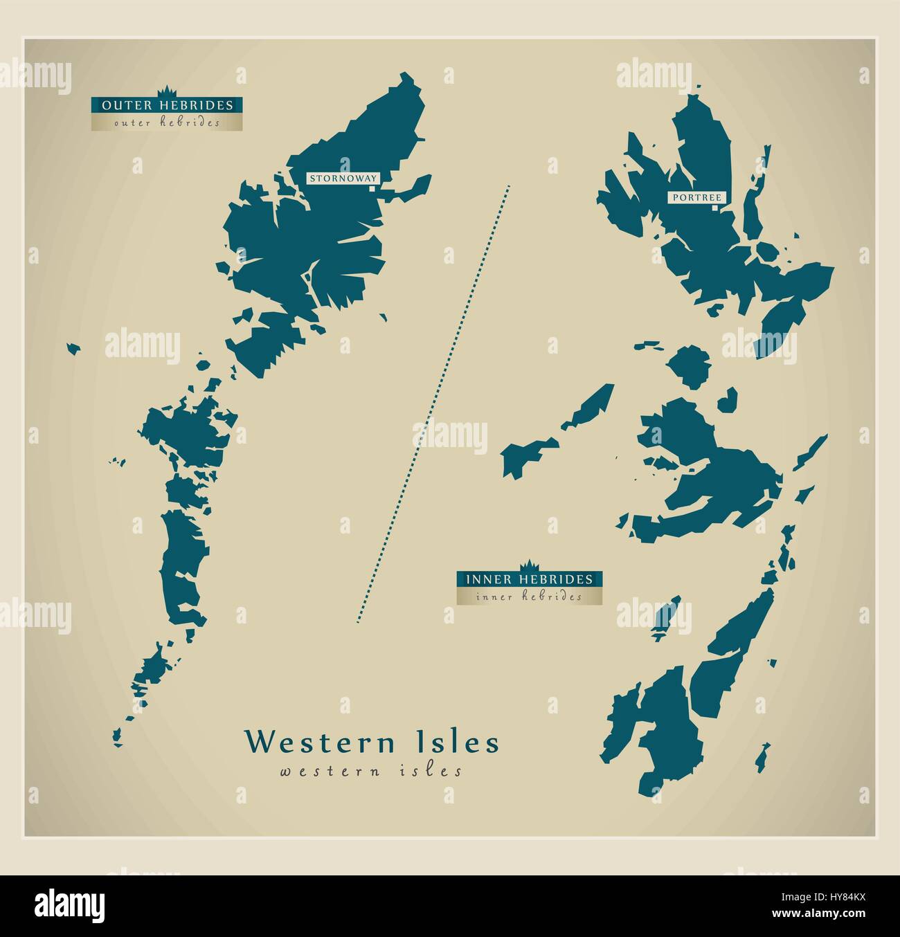 Carte moderne - Western Isles UK Illustration de Vecteur