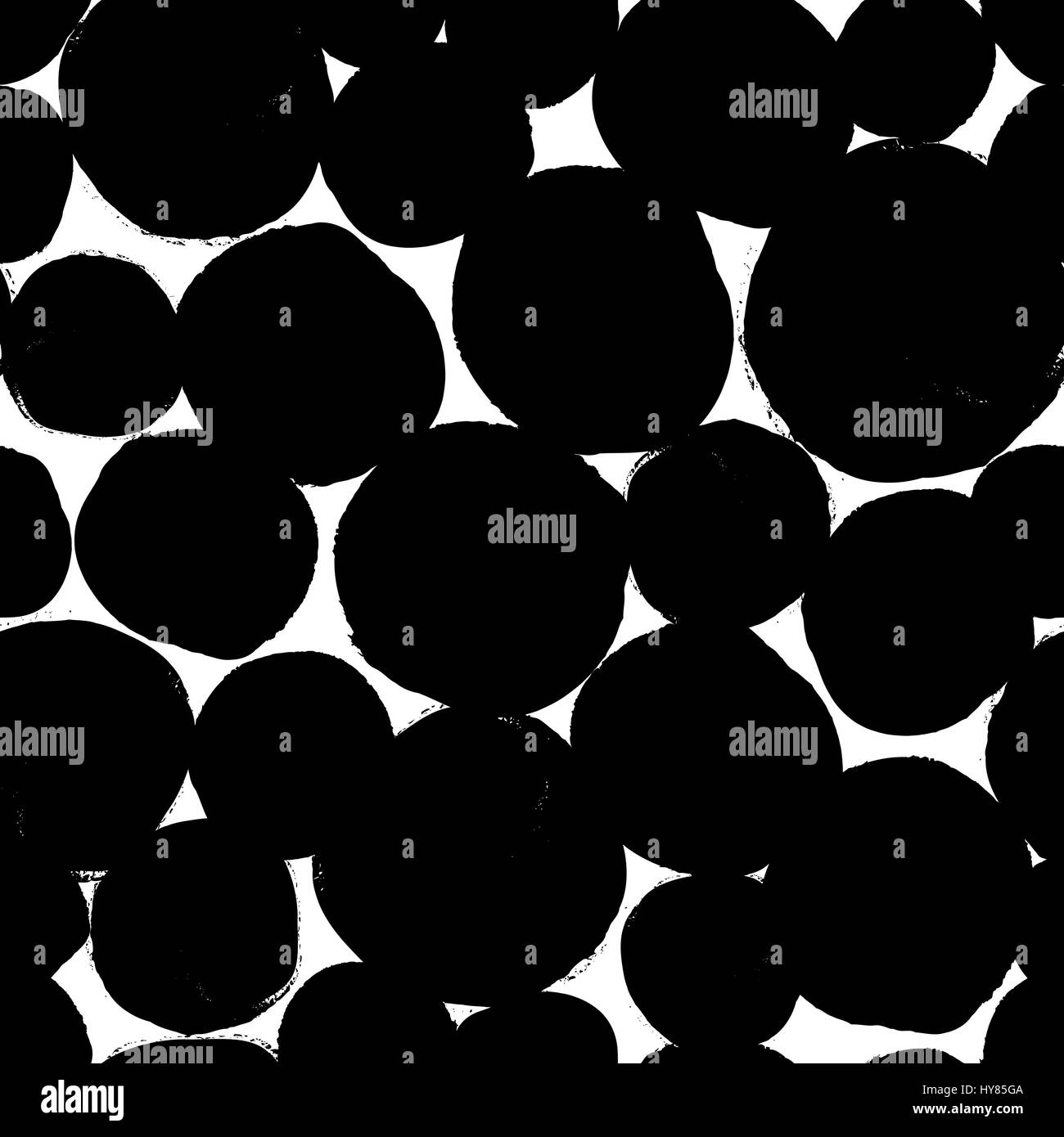Schéma de répétition sans couture à la main avec des formes rondes en noir sur fond blanc. Textile moderne et original, papier d'emballage, wall art design. Illustration de Vecteur