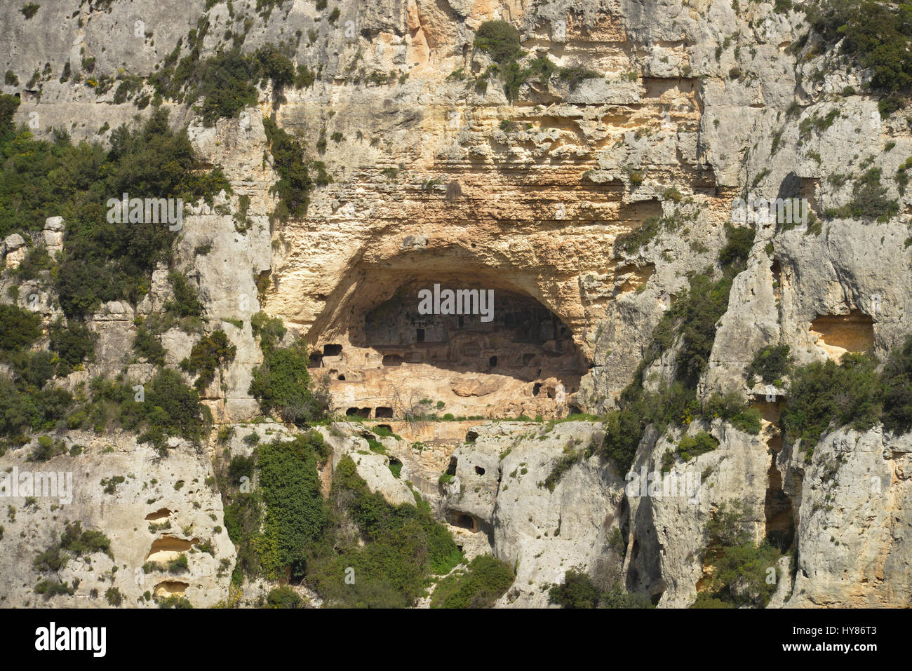 Nécropole, Gulch, Cavagrande del Cassibile, Sicile, Italie, Nekropole, Schlucht, sicilia, Italie Banque D'Images