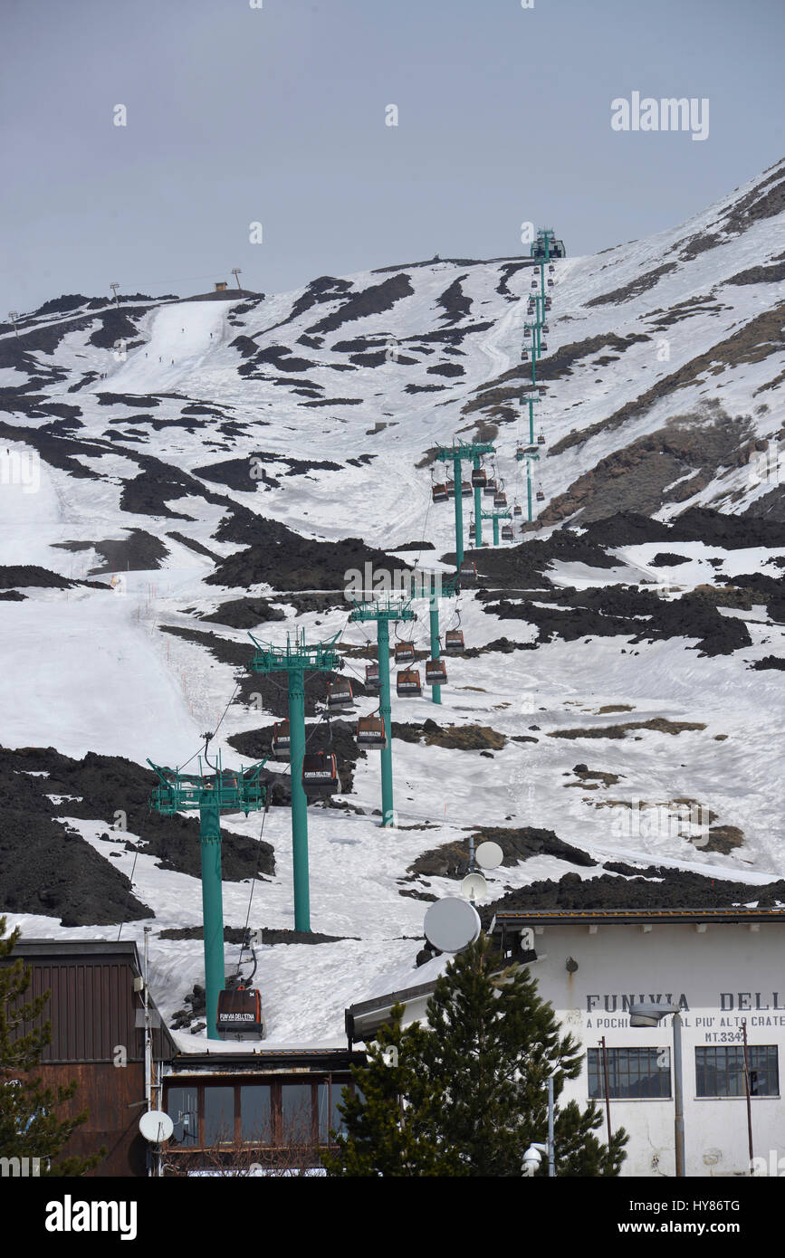 Chemin de câble Funivia dell ?  ?  ? Etna, volcan, Etna, Sicile, Italie, Seilbahn Funivia dell'Etna, Vulkan, sicilia, Italie Banque D'Images