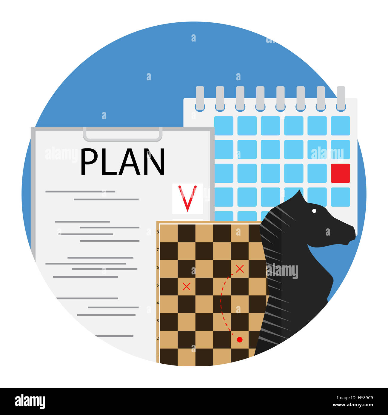 Planification de la stratégie et de la tactique. La planification financière et la vision d'affaires, vector illustration Banque D'Images