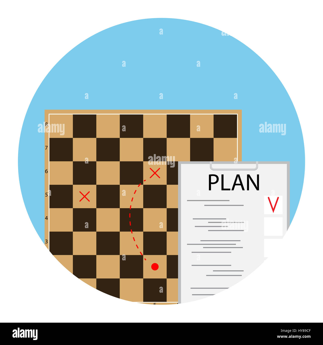 L'icône de la stratégie du plan. La planification de la stratégie de développement, vector illustration Banque D'Images