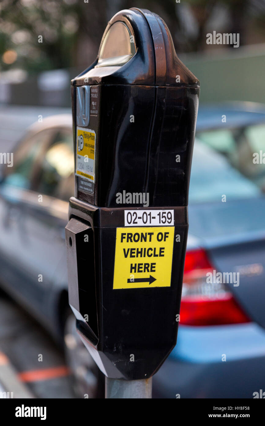 Richmond (Virginie). Parking Parking Meter avec instructions. Banque D'Images