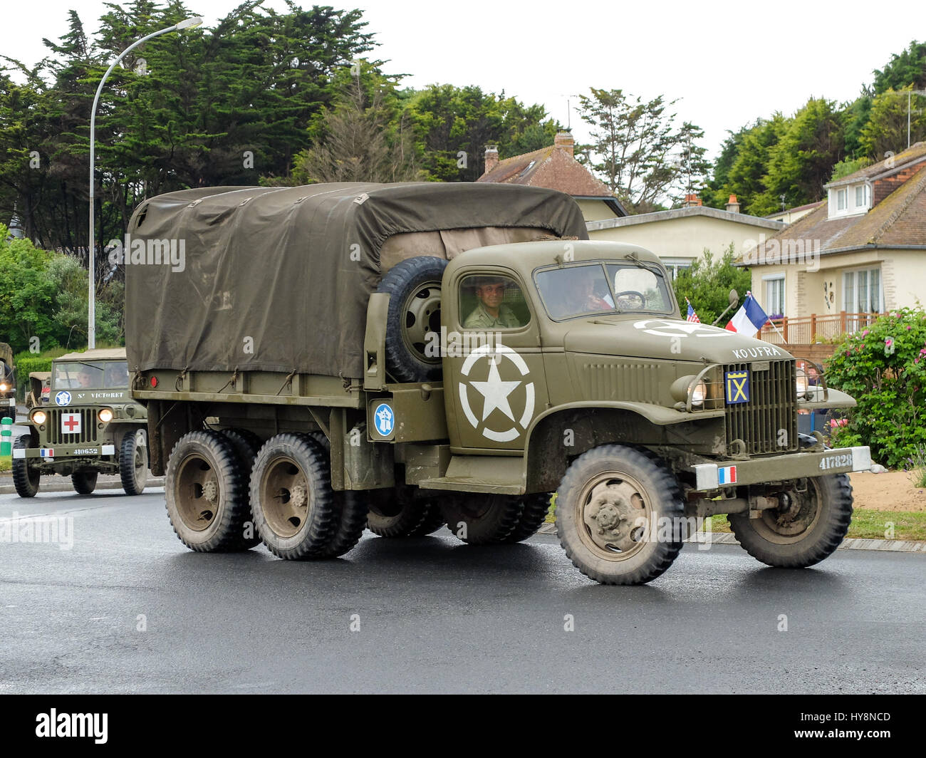 Colleville sur Mer, en Normandie, 4 juin 2014 : participation à des véhicules militaires aux célébrations pour le 70e anniversaire du D-day. Banque D'Images