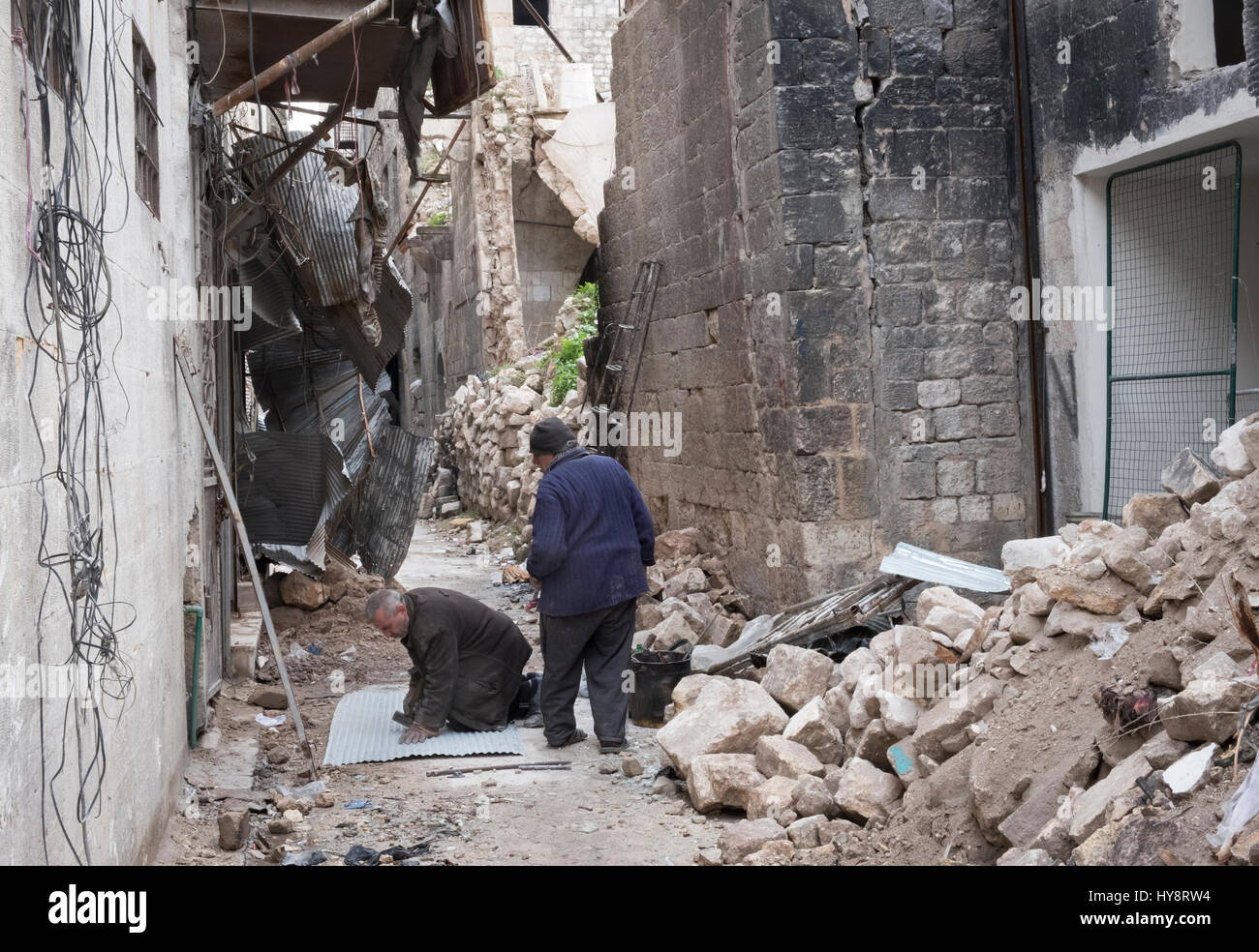 Début 2017 à Alep, en vieille ville, puisque la ville est sous le contrôle du régime de plus Banque D'Images