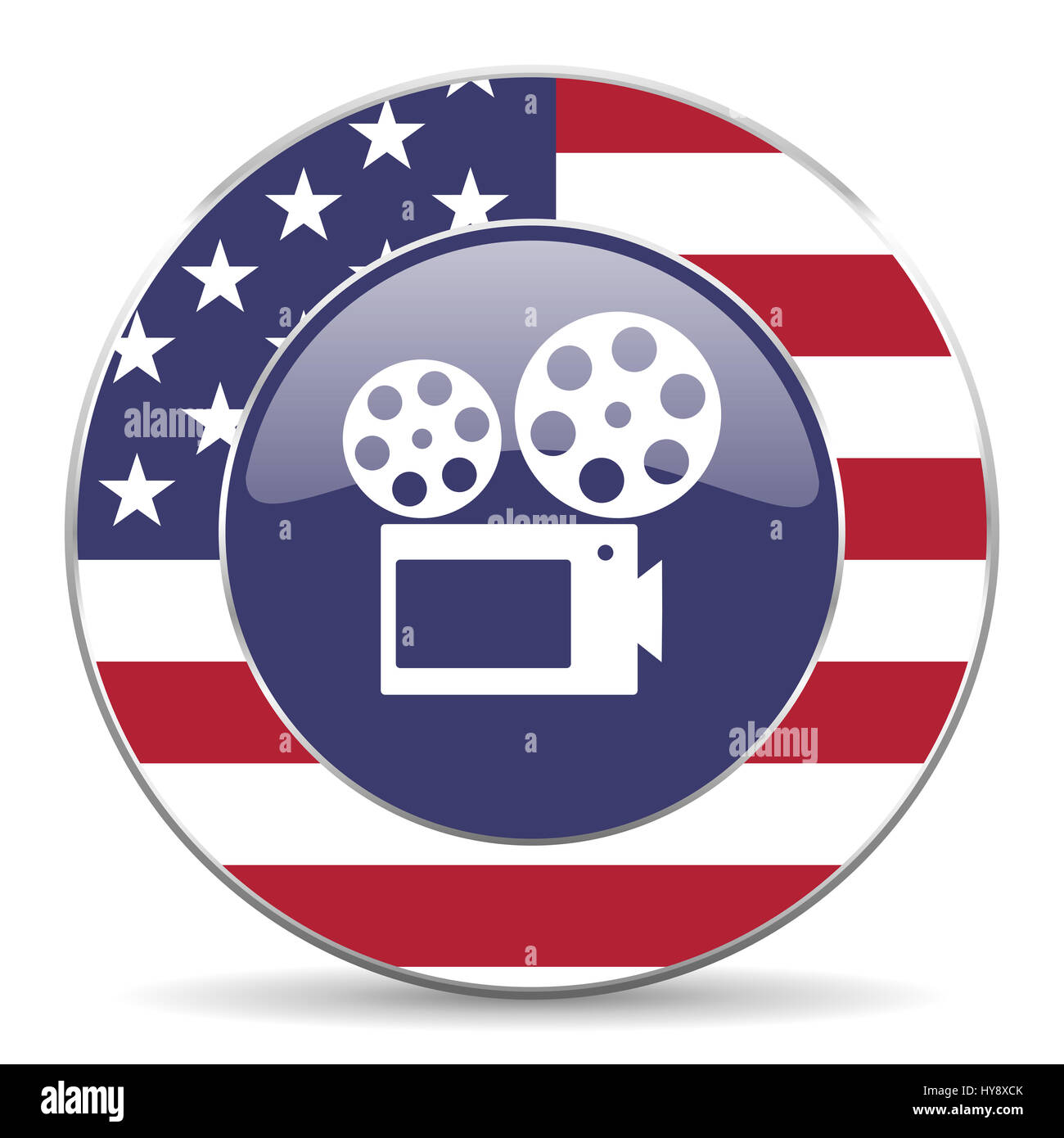 Film usa design web american tour icône internet avec ombre sur fond blanc. Banque D'Images