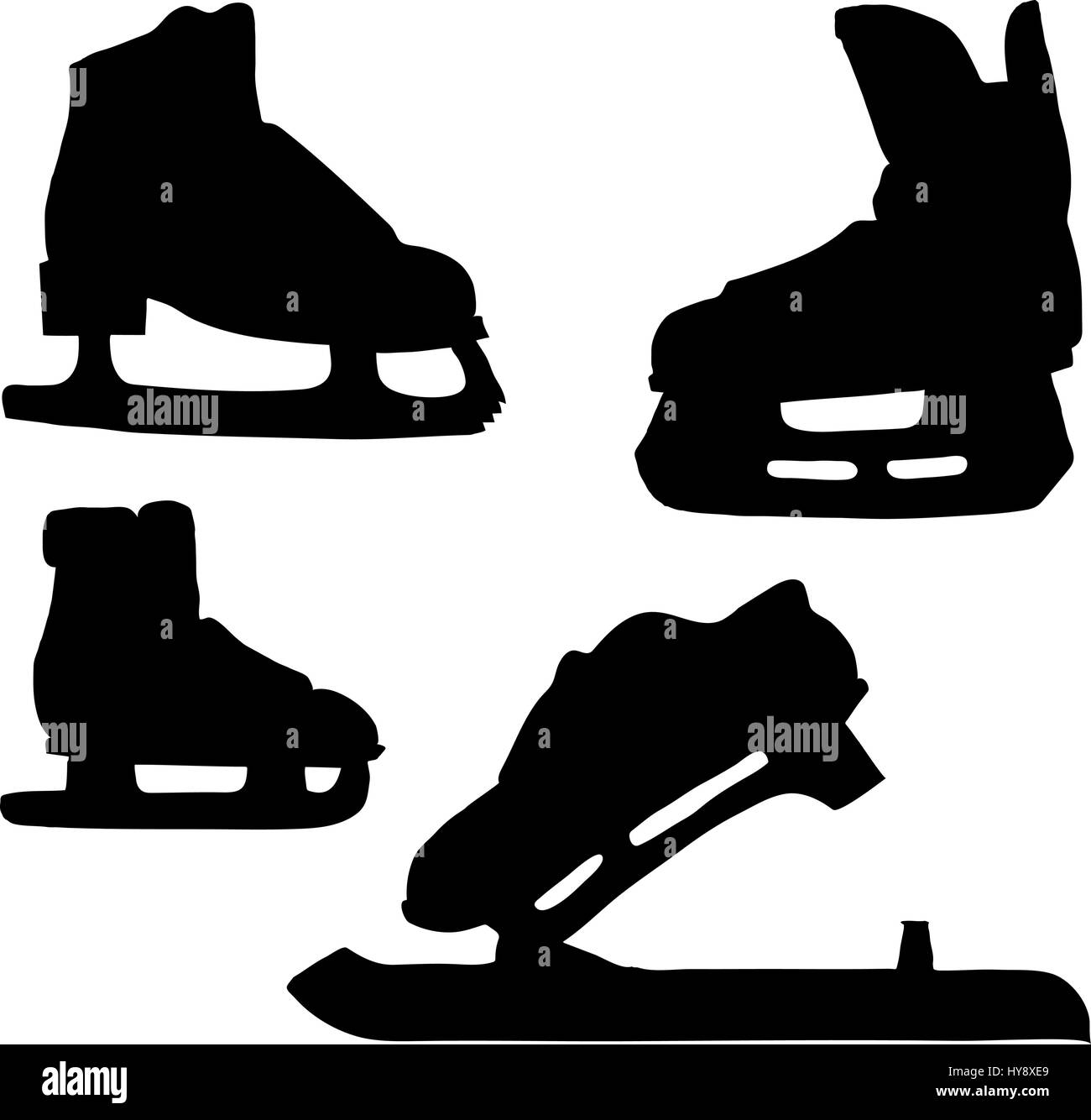 Des patins à glace silhouette. Illustration de Vecteur