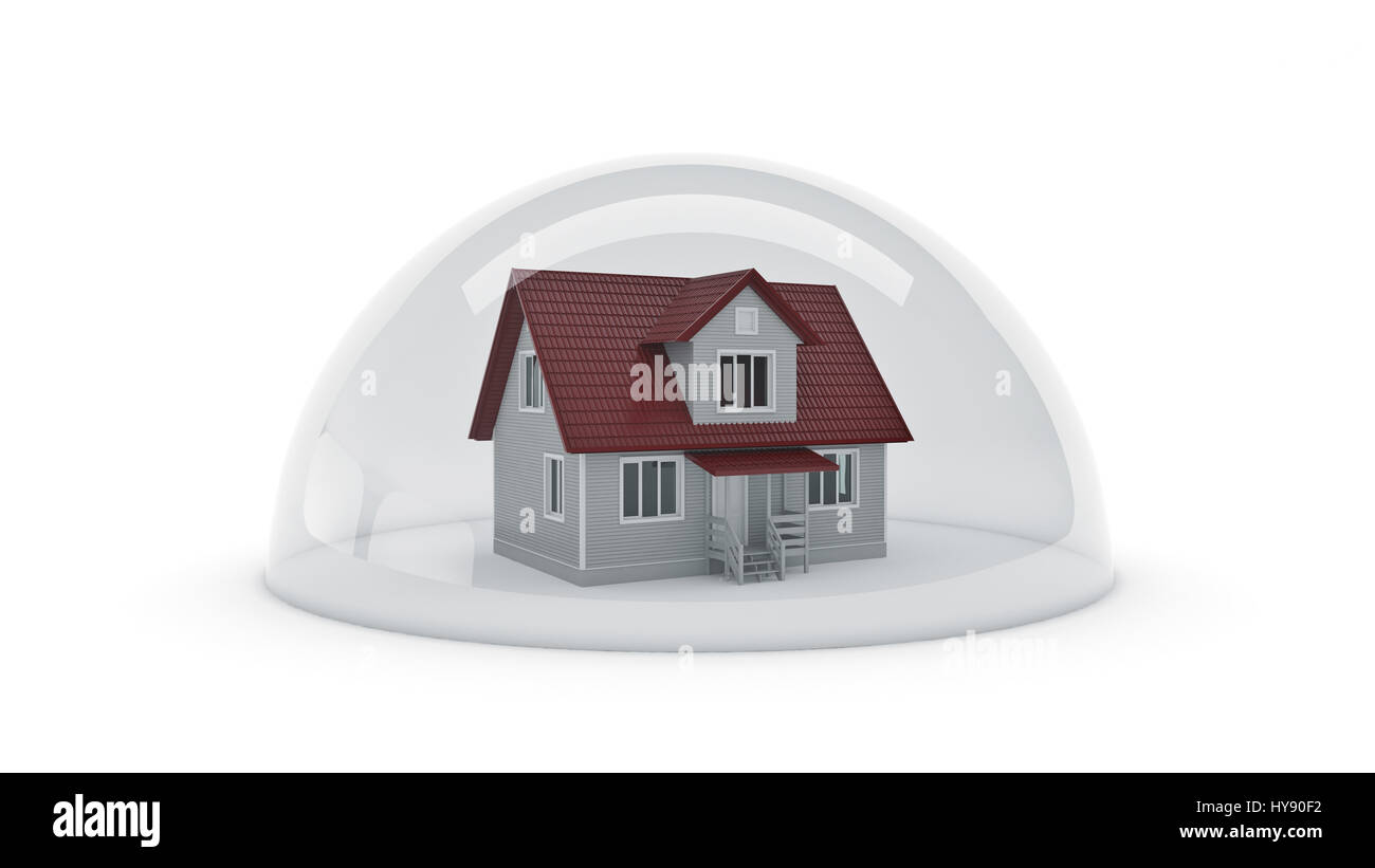 Chambre dans le cadre d'un bouclier de protection en verre, Concept. Le rendu 3D Banque D'Images