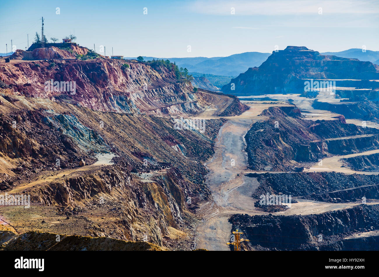 Cerro Colorado, mine de cuivre à ciel ouvert à Rio Tinto. Minas de Riotinto, Huelva, Andalousie, Espagne, Europe Banque D'Images