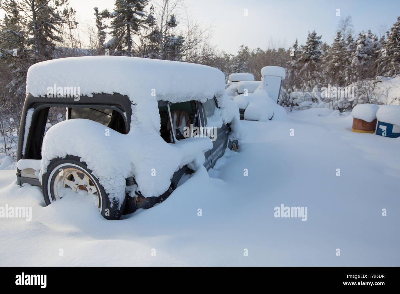 Bloqués par la neige Banque D'Images