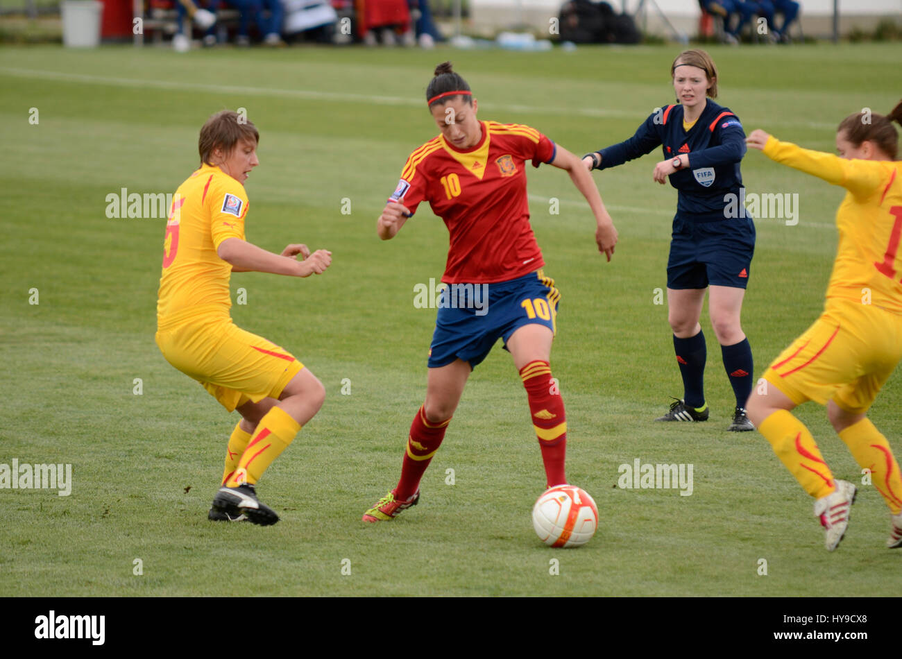Centre de formation de la mission, Skopje, R. Macédoine. 10 avril 2014 14:00 2015 Coupe du Monde féminine de la FIFA - Football - qualification Groupe 2. Macédoine VS. Espagne 0 - 10 Banque D'Images