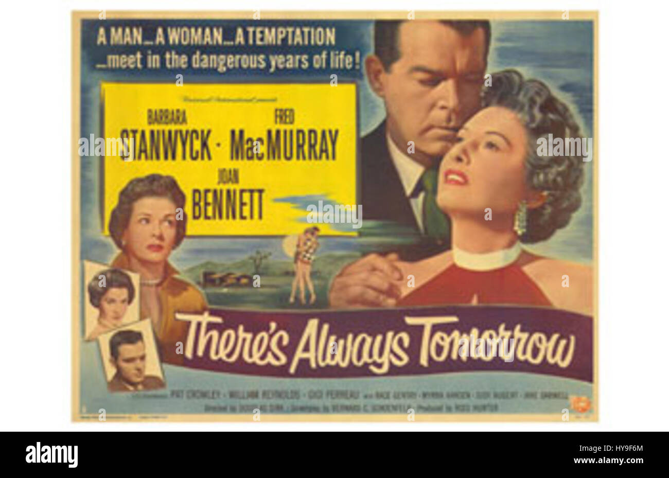 There's Always Tomorrow est une affiche de film vintage pour le film dramatique romantique de 1934 réalisé par John M. Stahl. Le film met en vedette Barbara Stanwyck et Frank Morgan, explorant les thèmes de l'amour et du sacrifice personnel. Banque D'Images
