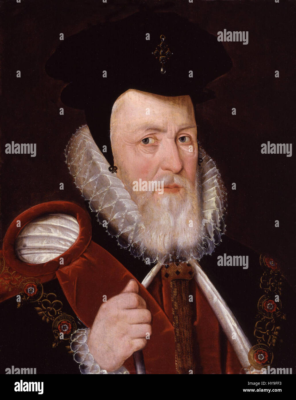 William Cecil, 1er baron Burghley, était un homme d'État anglais influent sous le règne de la reine Elizabeth I. son portrait de la National Portrait Gallery illustre son rôle prépondérant dans la politique et la gouvernance anglaises. Banque D'Images