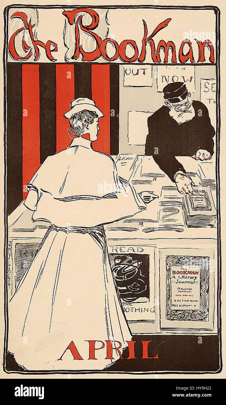 La publicité Bookman de 1896 est une publicité imprimée historique qui met en valeur les stratégies de marketing de la fin du 19e siècle. La publicité présente des illustrations et des typographies qui étaient populaires à cette époque, reflétant l'esthétique visuelle de la publicité et de la culture de consommation de l'époque. Banque D'Images